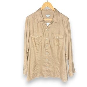 J. Jill Linen Long Sleeve Button Up Top 1X